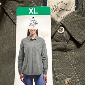 JACHS Girlfriend Micro Corduroy Shirt Green L, XL NWT